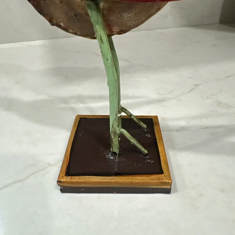 Pottery Barn Folk Art Metal Bird Floral Figurine Home Decor